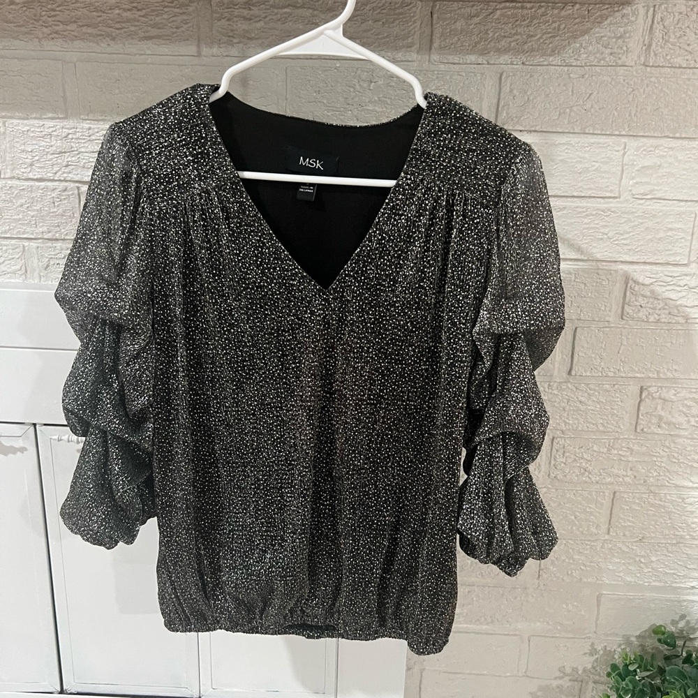 MSK Black and Silver Women's Blouse
